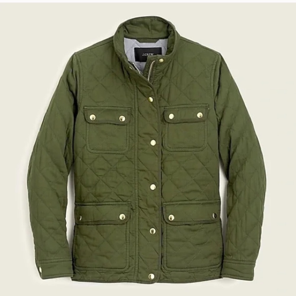 J.Crew Womens Quilted Downtown Field Jacket Green S
